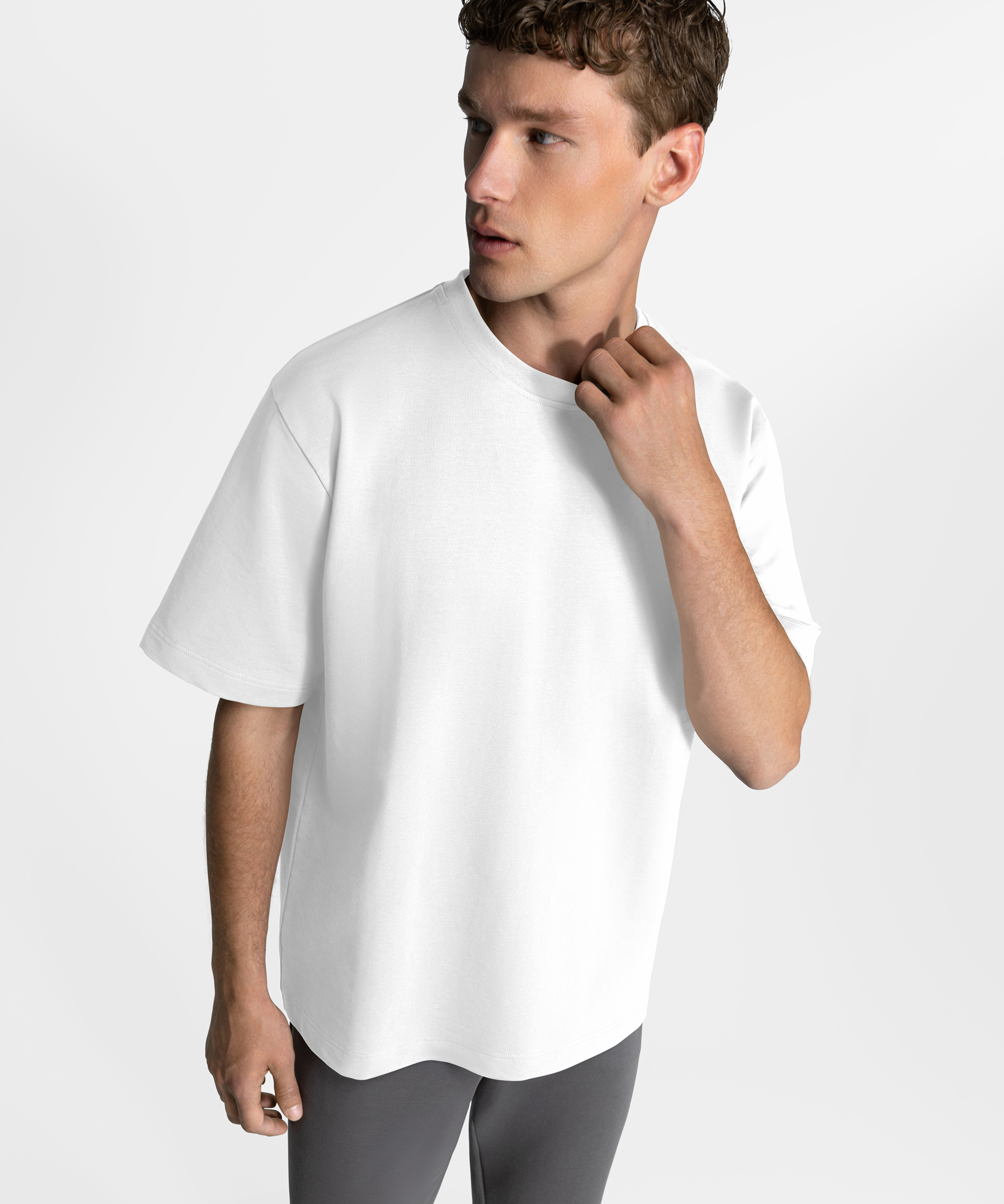 Men's Oversized T-shirt with Dense Texture and Reinforced Collar