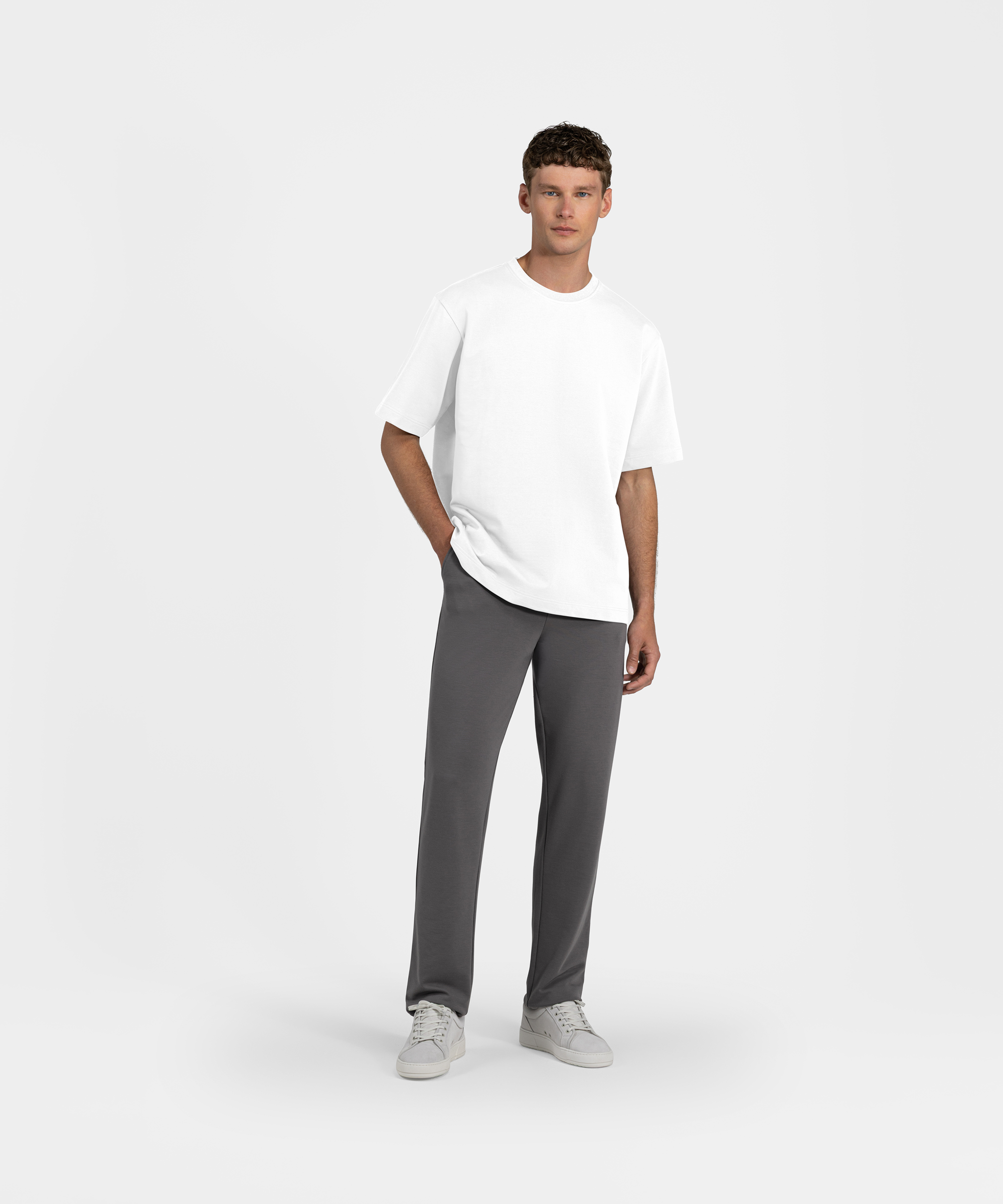 Men's Oversized T-shirt with Dense Texture and Reinforced Collar