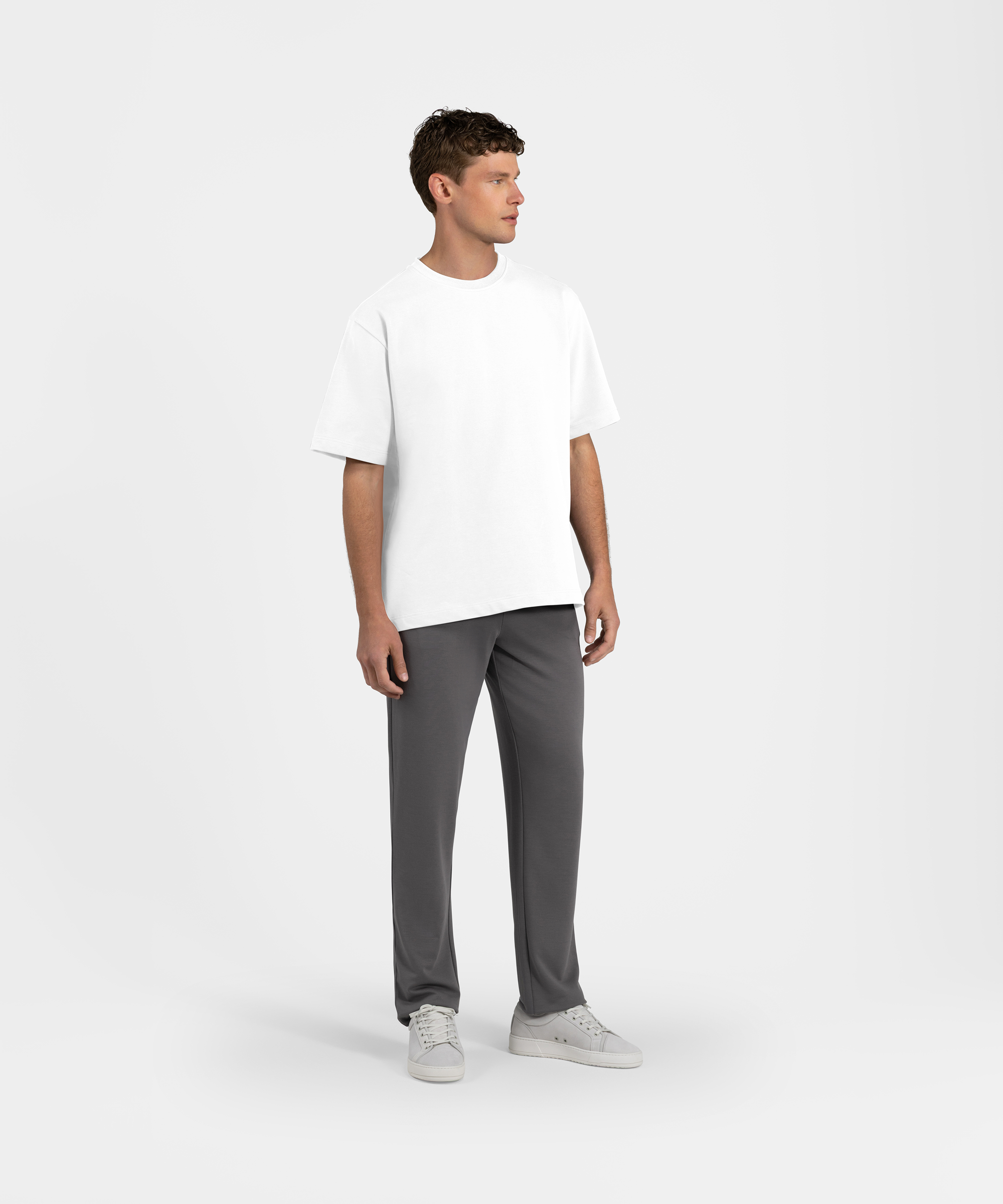 Men's Oversized T-shirt with Dense Texture and Reinforced Collar