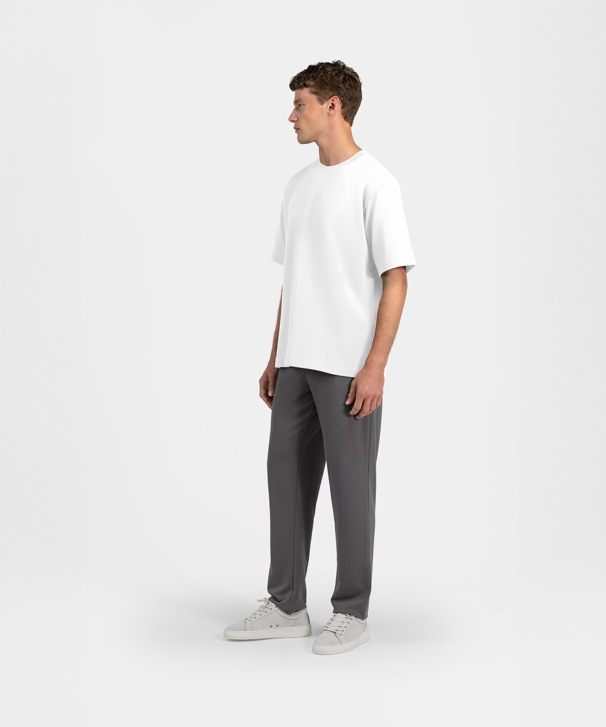 Men's Oversized T-shirt with Dense Texture and Reinforced Collar