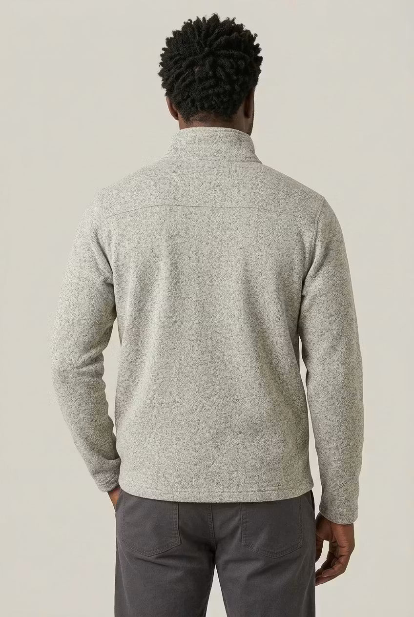 Męski Sweter ze Stójką i Krótkim Zamkiem