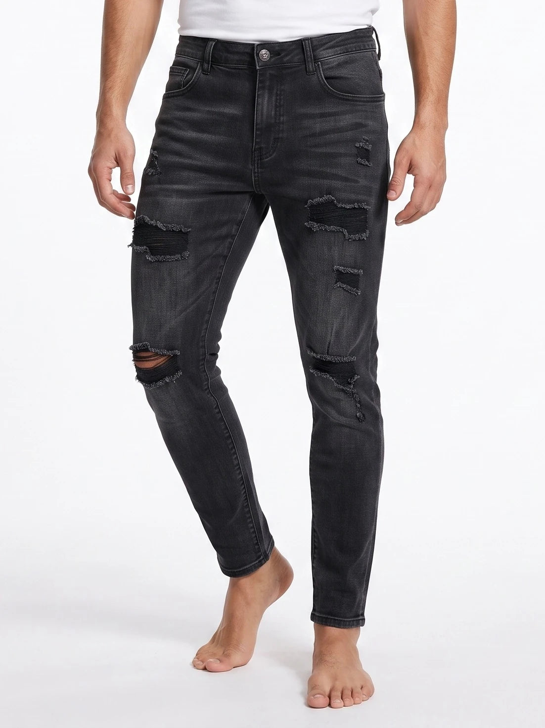 Męskie jeansy skinny – dolna część z przodu, czwarty wariant