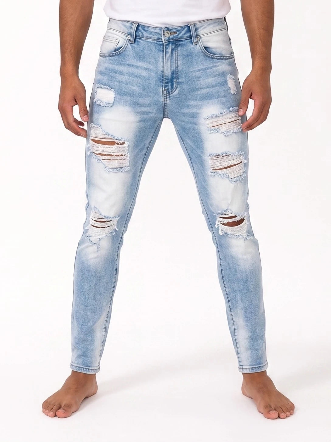 Męskie jeansy skinny – dolna część z przodu