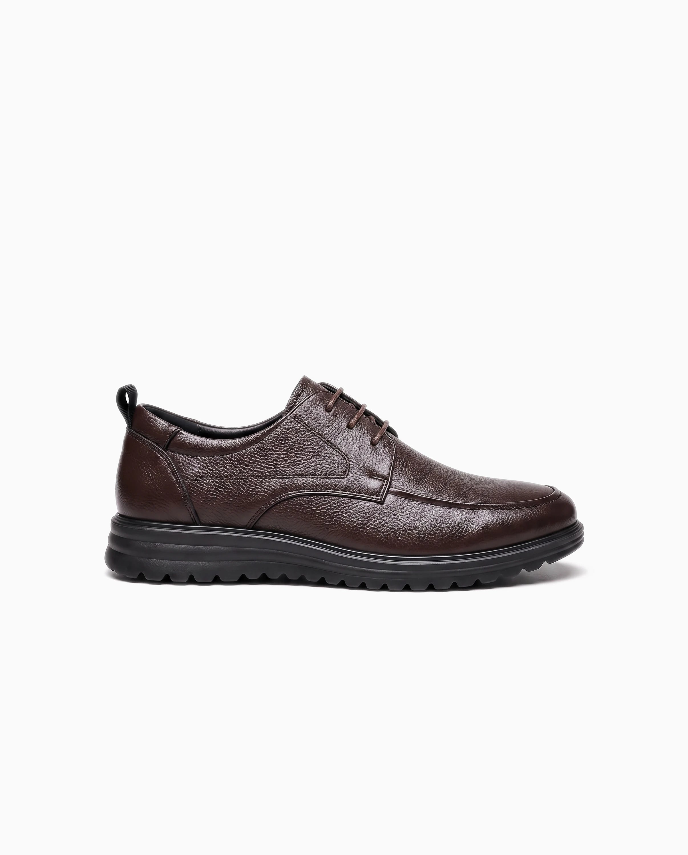 Męskie skórzane sneakersy brązowe - bok