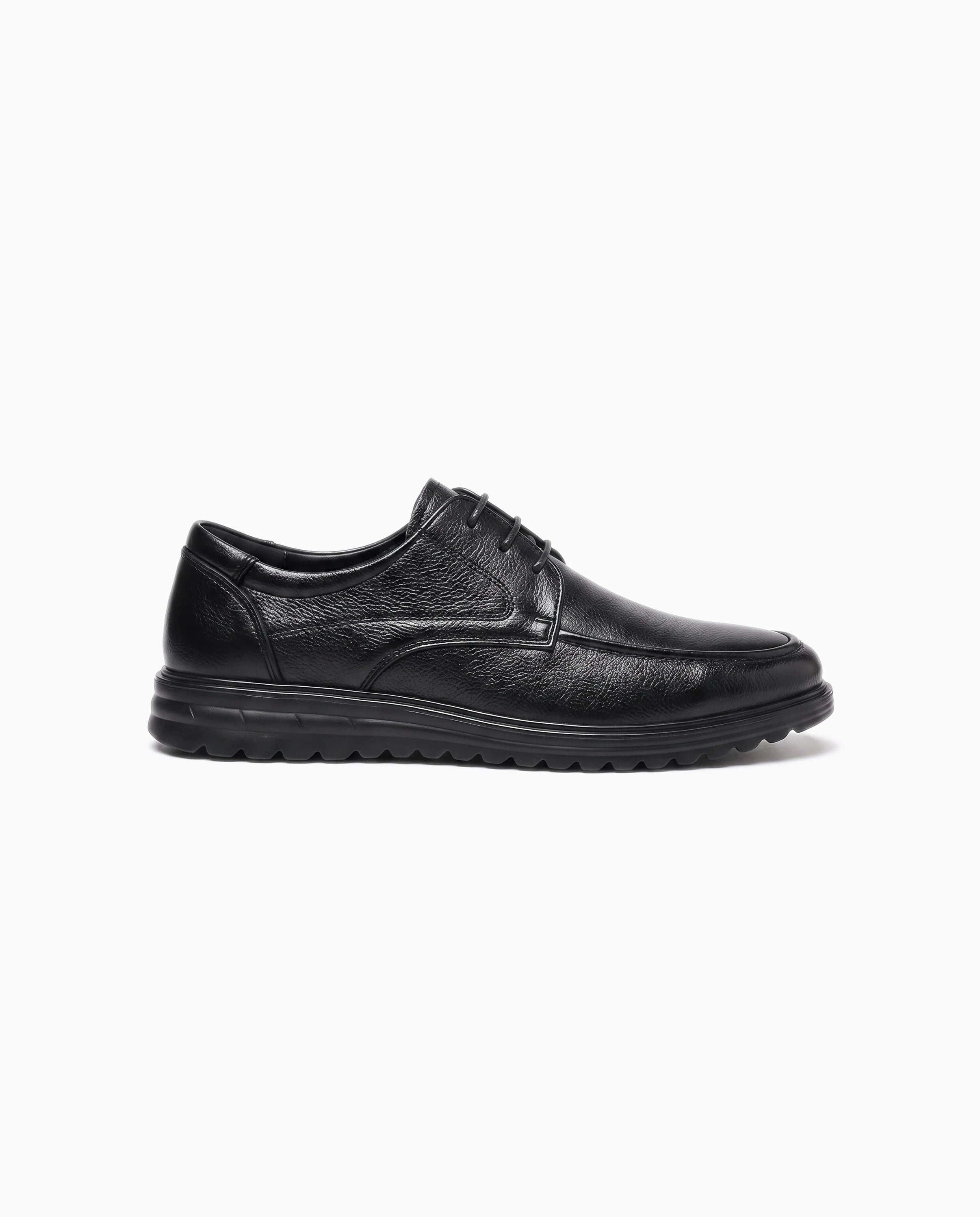 Męskie skórzane sneakersy czarne - bok