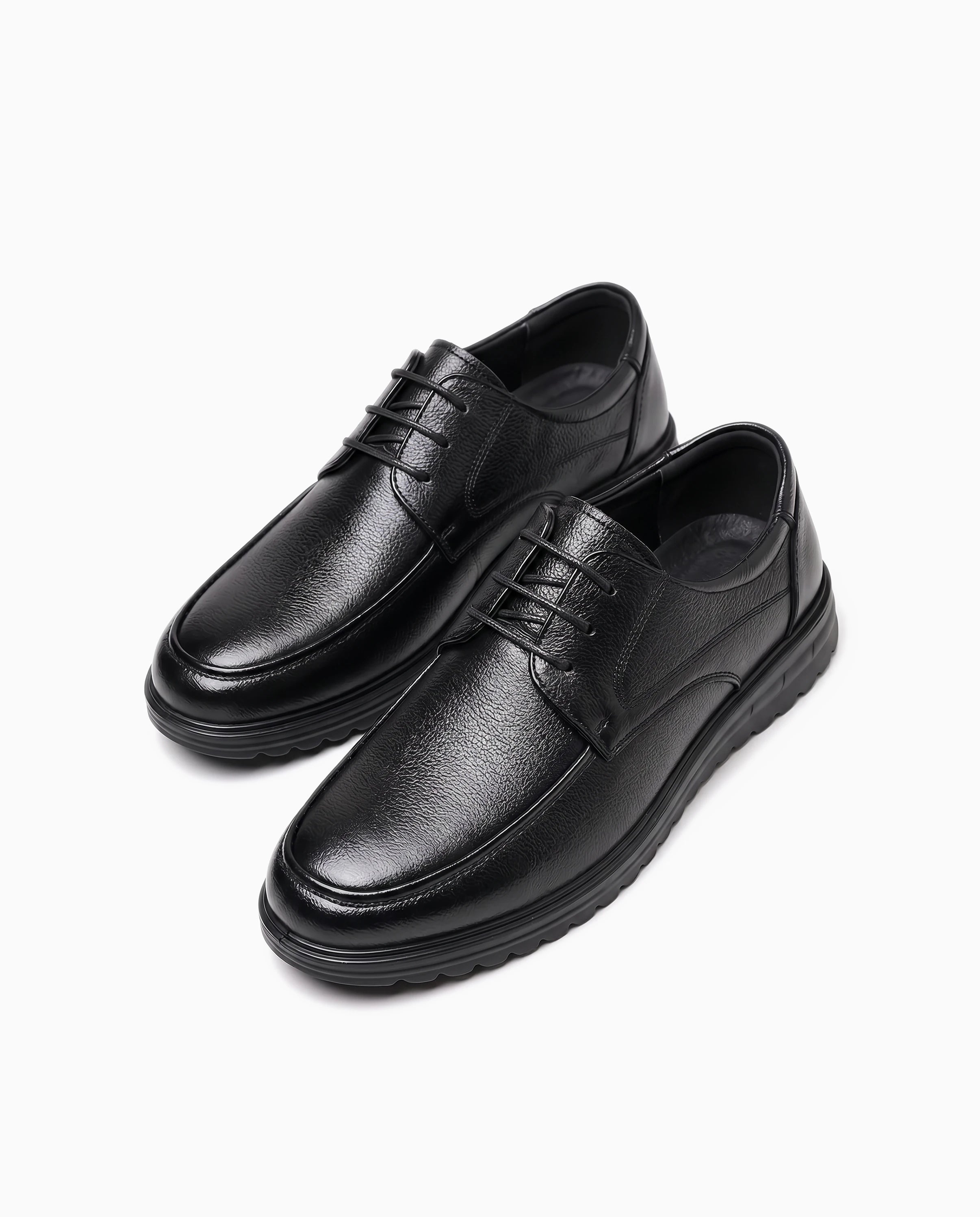 Męskie skórzane sneakersy czarne - przód