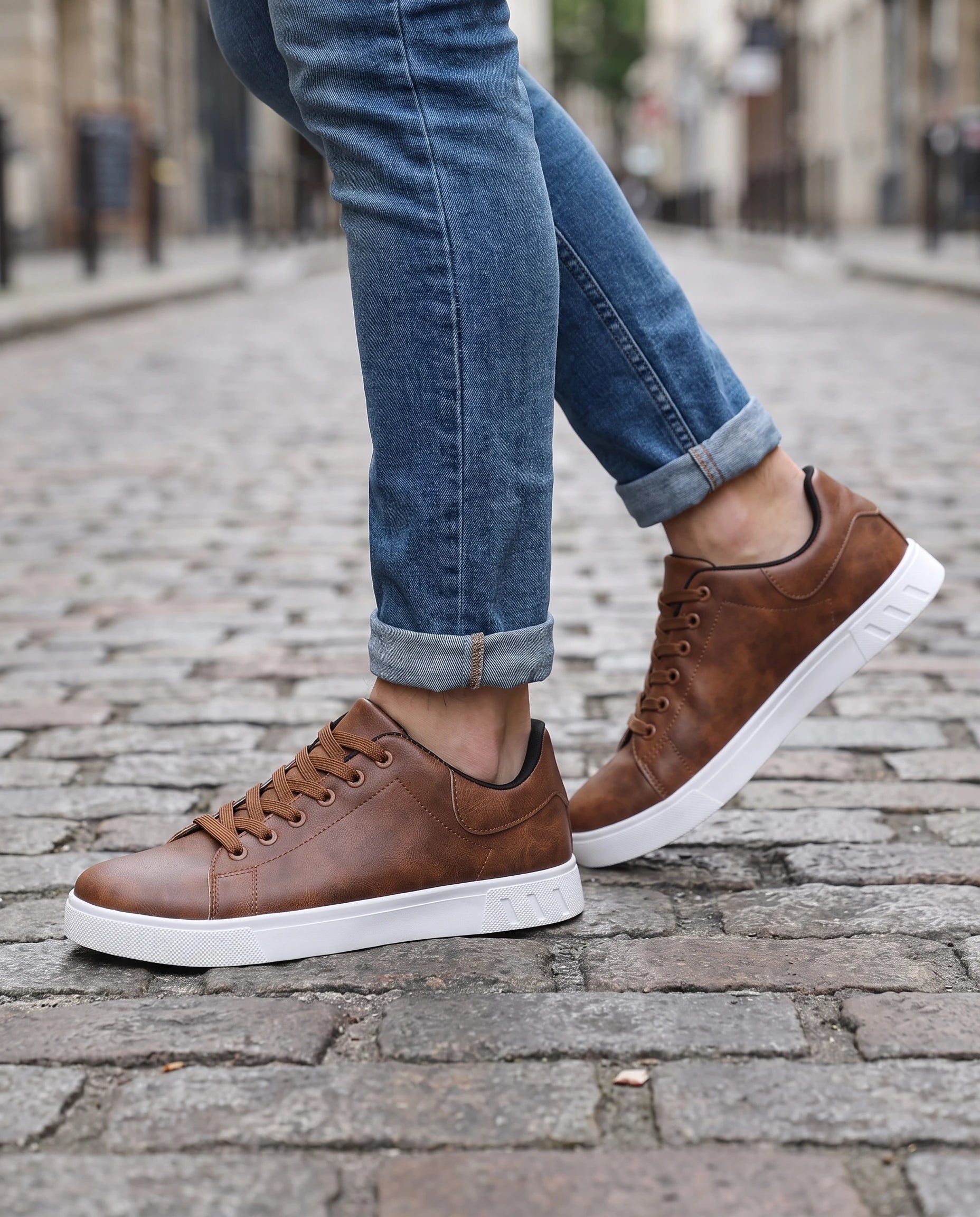 Męskie sneakersy sznurowane – ujęcie stylizowane