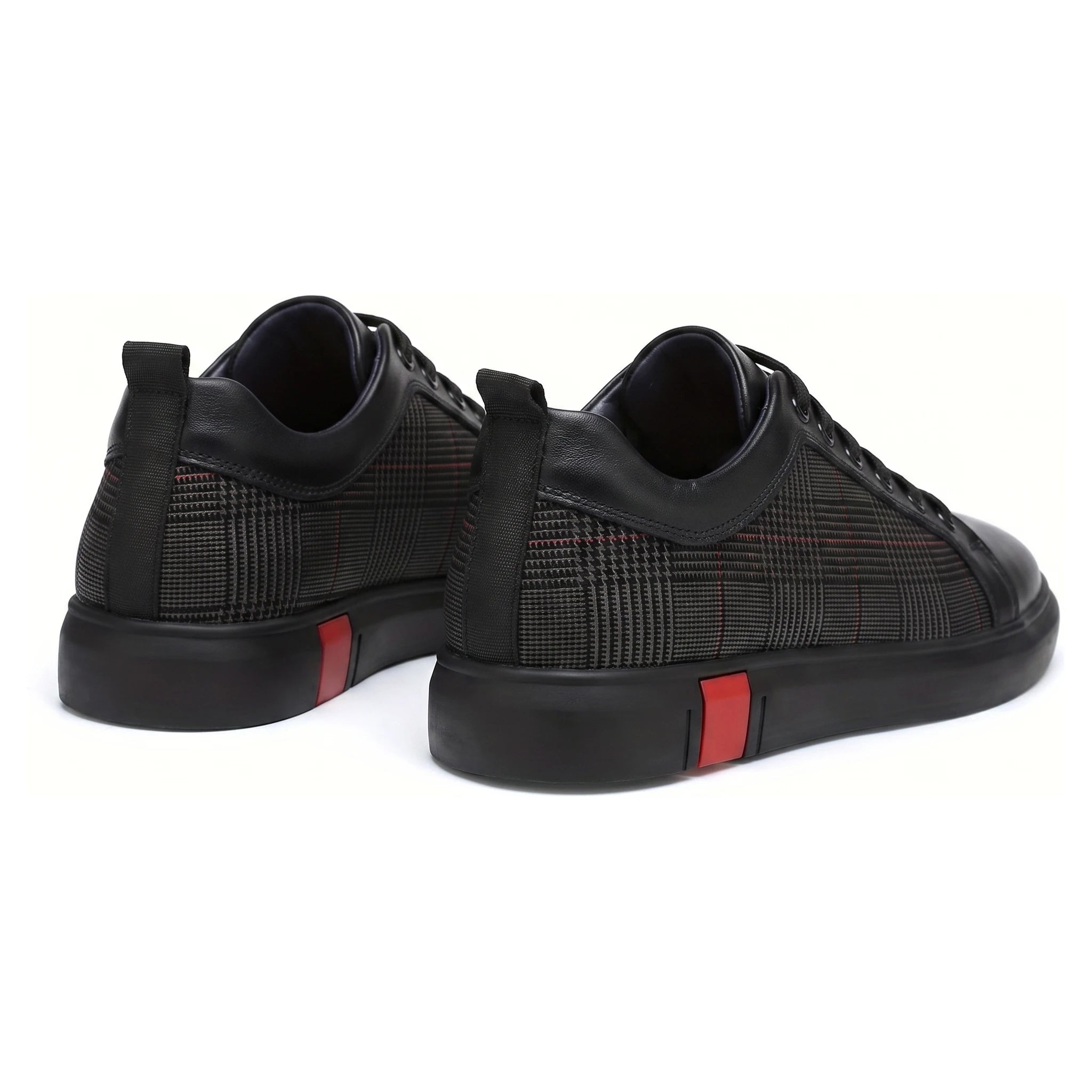Męskie Sneakersy z Gładką Cholewką i Panelem w Drobną Kratę 3