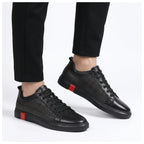 Męskie Sneakersy z Gładką Cholewką i Panelem w Drobną Kratę 4