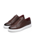 Męskie Sneakersy w Plecionkę Brązowe para