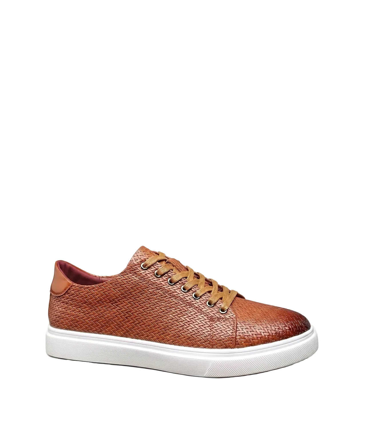 Męskie Sneakersy w Plecionkę Koniakowe bok