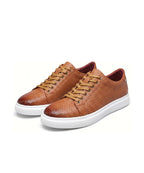 Męskie Sneakersy w Plecionkę Koniakowe para