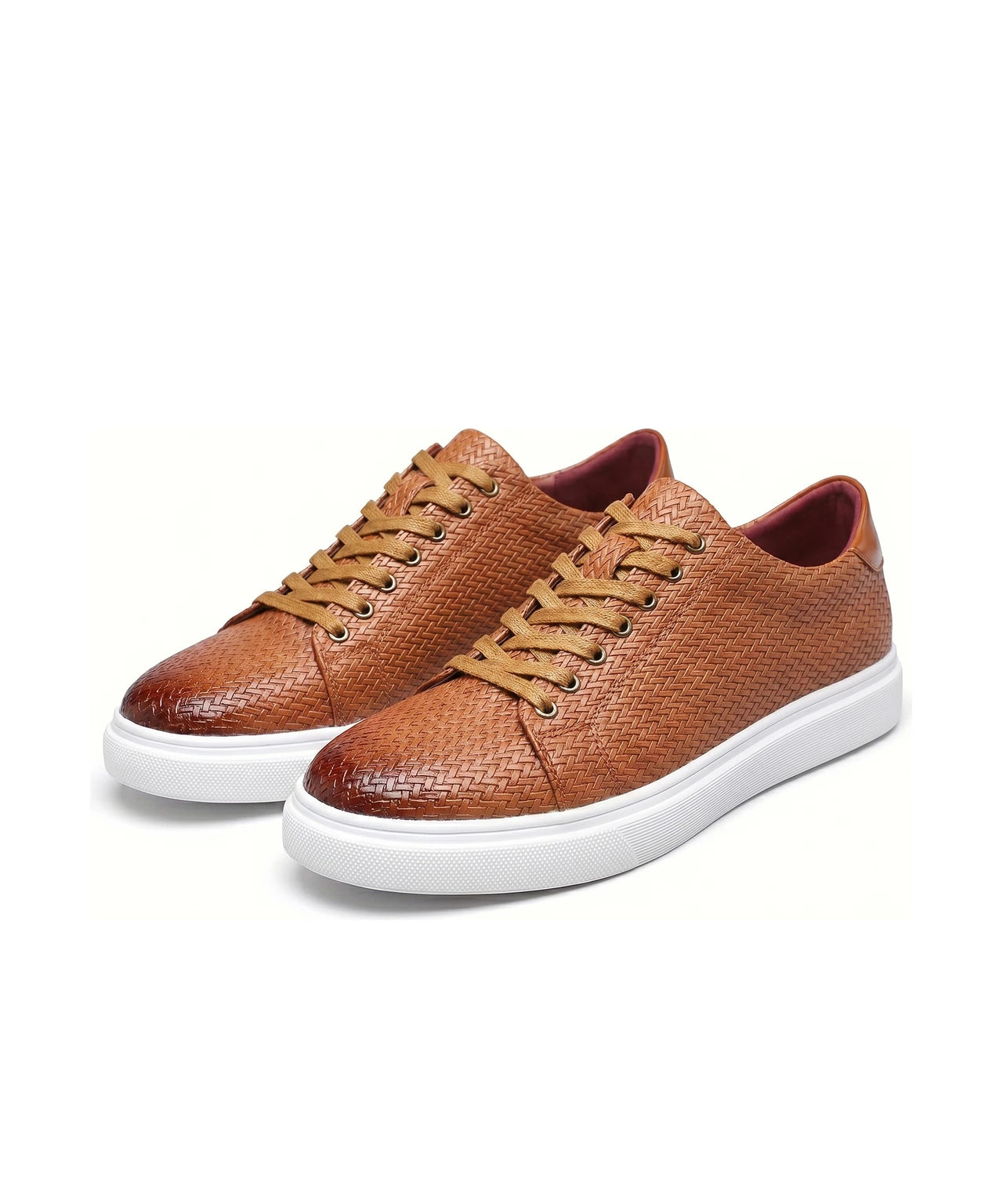 Męskie Sneakersy w Plecionkę Koniakowe para