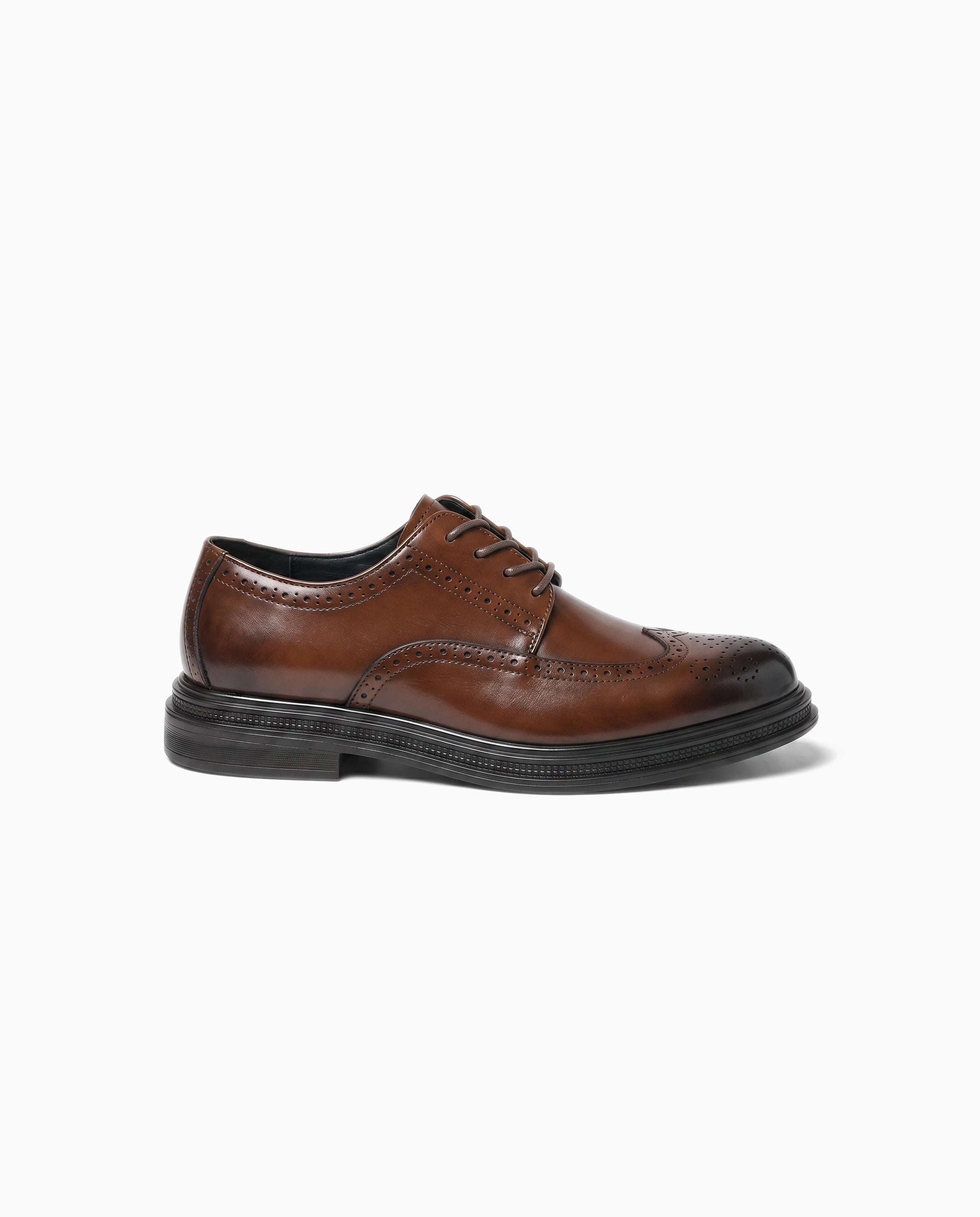 Męskie półbuty brogue brązowe - bok