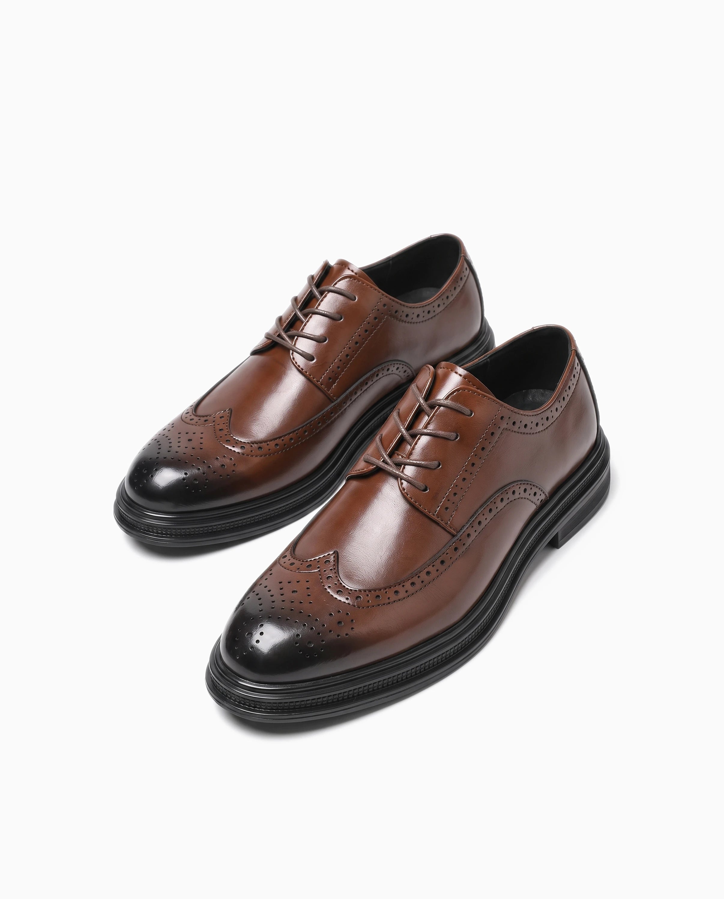Męskie półbuty brogue brązowe - przód