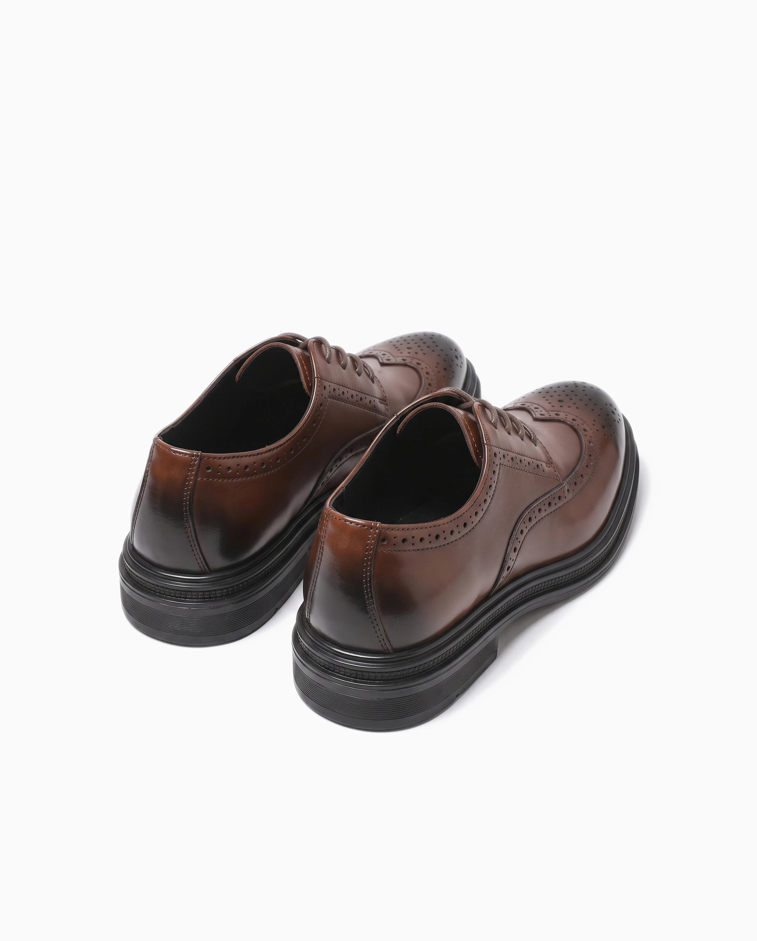 Męskie półbuty brogue brązowe - tył