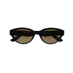 Women's sunglasses with a rounded frame and thick construction
