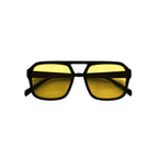 Unisex aviator sunglasses with wide yellow lenses