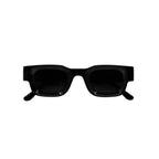 Unisex sunglasses with a rectangular frame and black lenses