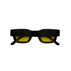 Unisex sunglasses with a rectangular frame and yellow lenses