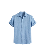 Men's shirt with short sleeves and a classic collar with buttons