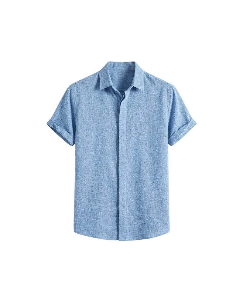 Męska Koszula z Krótkim Rękawem i Klasycznym Kołnierzykiem na Guziki