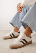 Sneakersy damskie sznurowane z kontrastowymi paskami