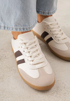 Sneakersy damskie sznurowane z kontrastowymi paskami