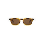 Unisex sunglasses with a wide flat frame and blue lenses
