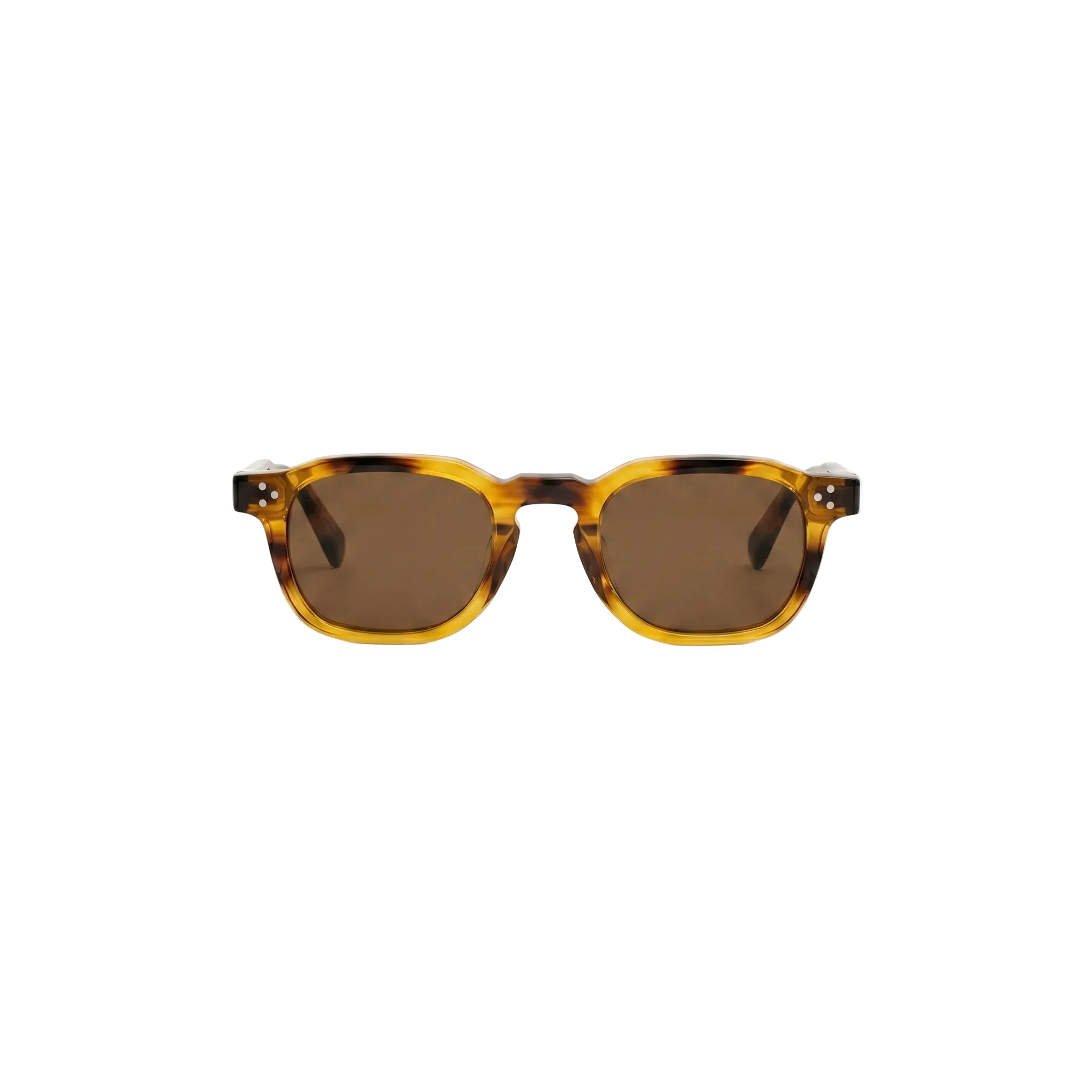 Unisex sunglasses with a wide flat frame and blue lenses