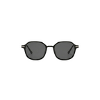 Unisex sunglasses with a wide flat frame and blue lenses