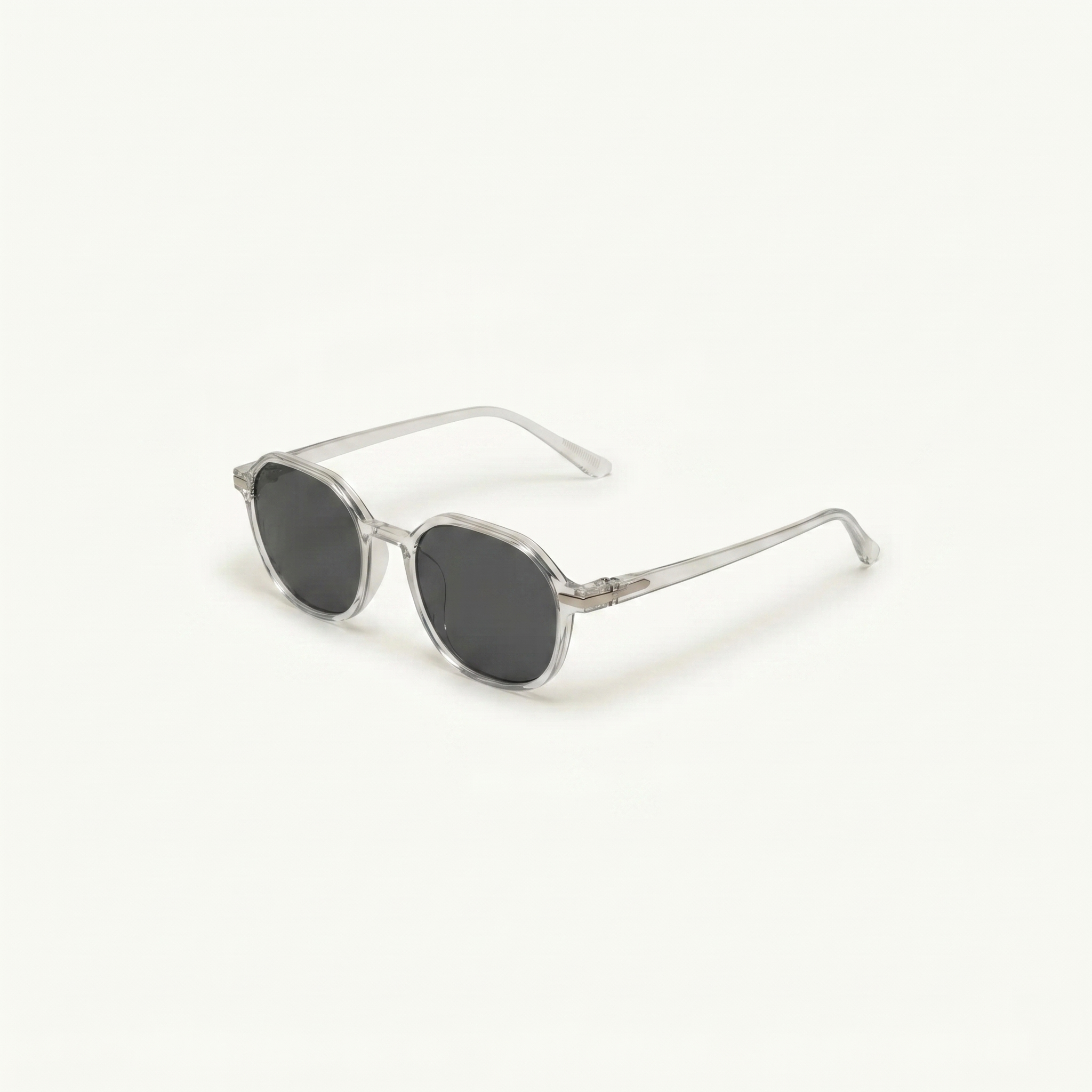 Unisex sunglasses with a wide flat frame and blue lenses