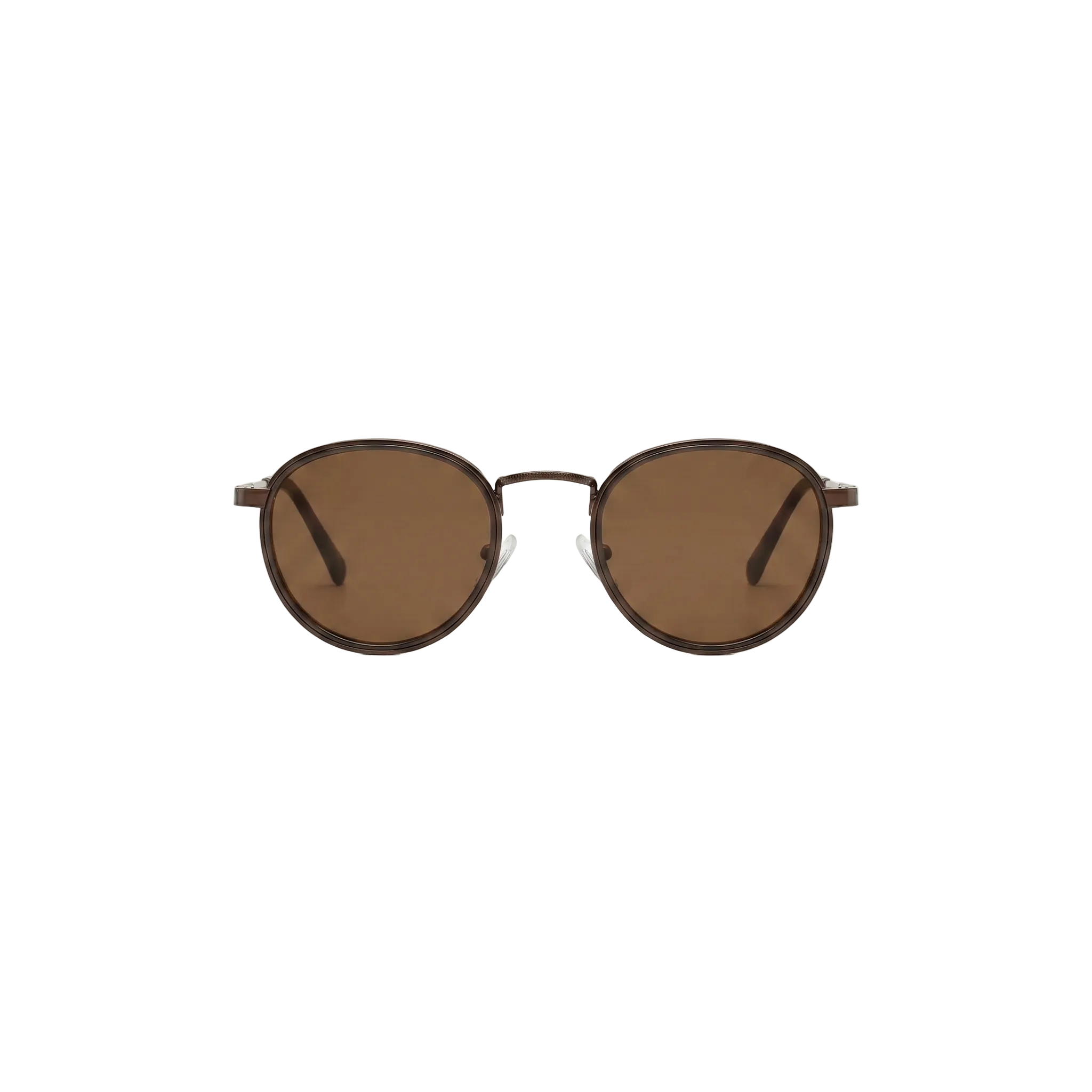 Unisex sunglasses with a wide flat frame and blue lenses