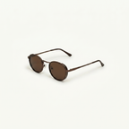 Unisex sunglasses with a wide flat frame and blue lenses