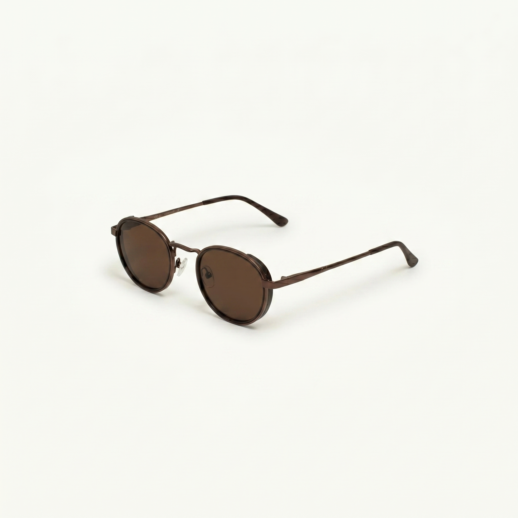 Unisex sunglasses with a wide flat frame and blue lenses