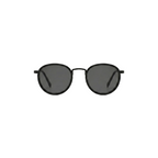Unisex sunglasses with a wide flat frame and blue lenses