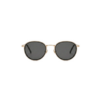 Unisex sunglasses with a wide flat frame and blue lenses