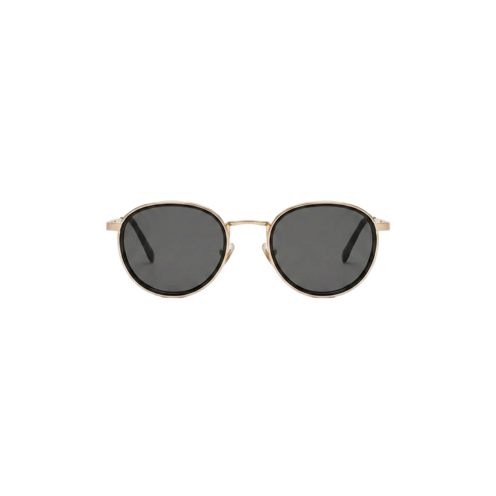 Unisex sunglasses with a wide flat frame and blue lenses