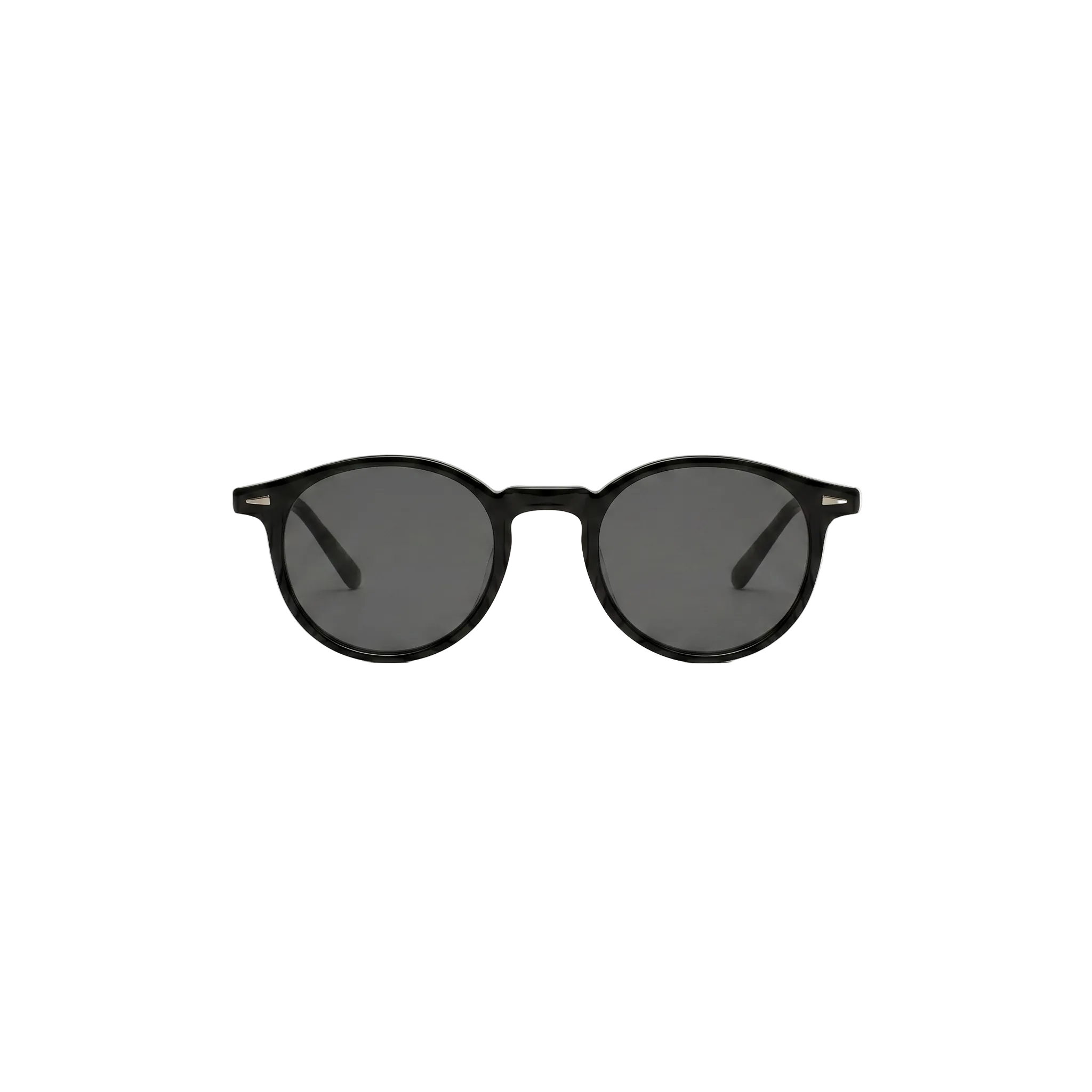 Unisex sunglasses with a wide flat frame and blue lenses