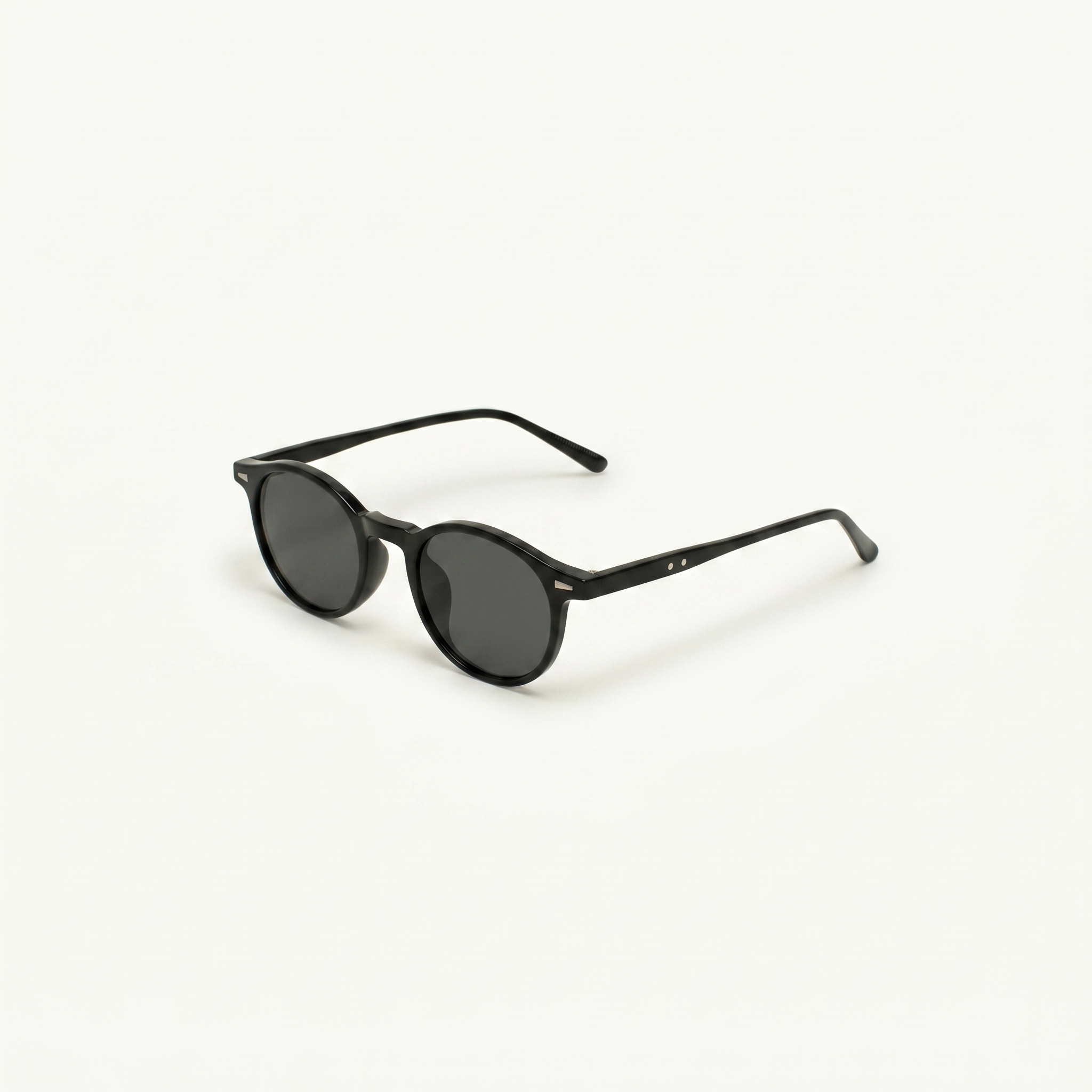 Unisex sunglasses with a wide flat frame and blue lenses