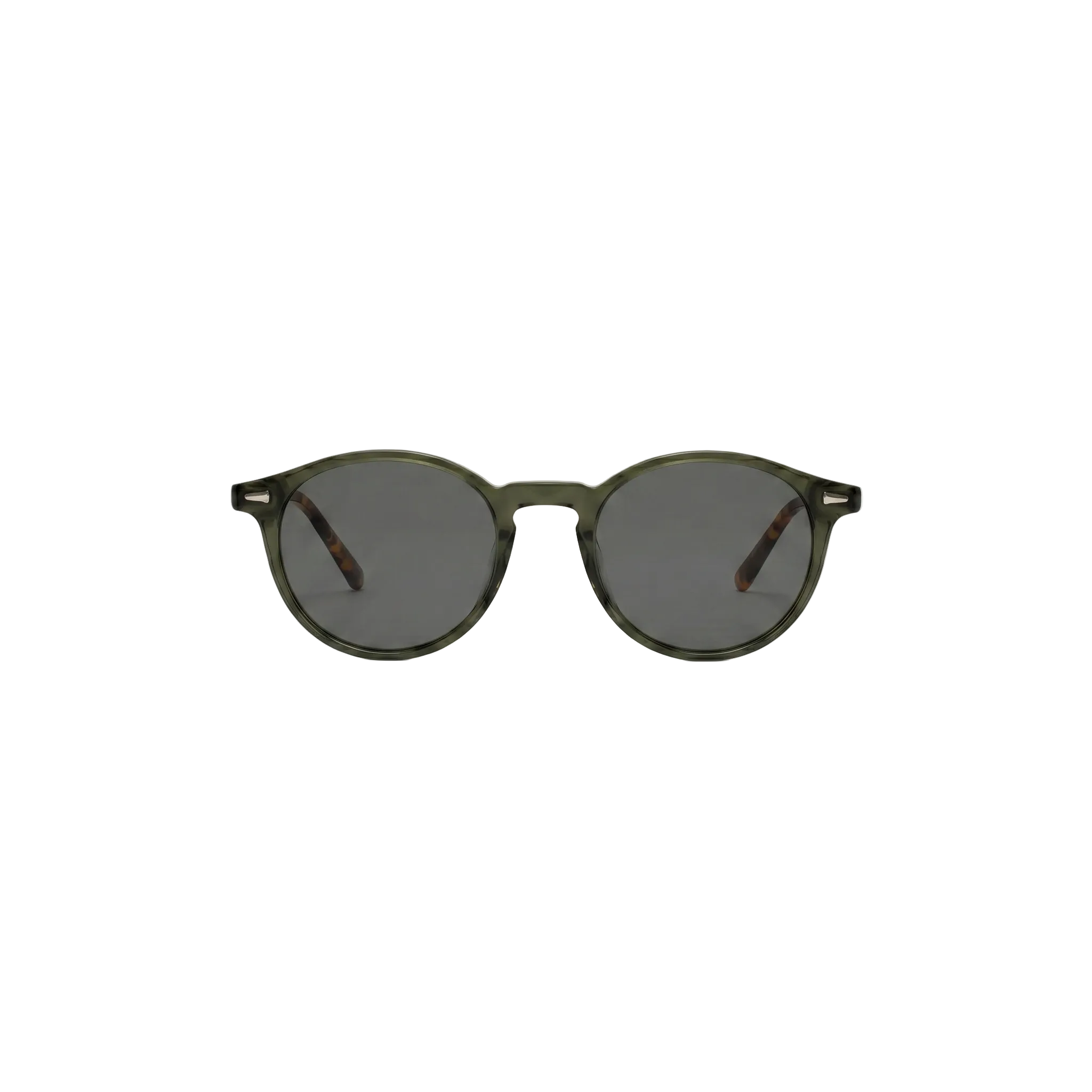 Unisex sunglasses with a wide flat frame and blue lenses