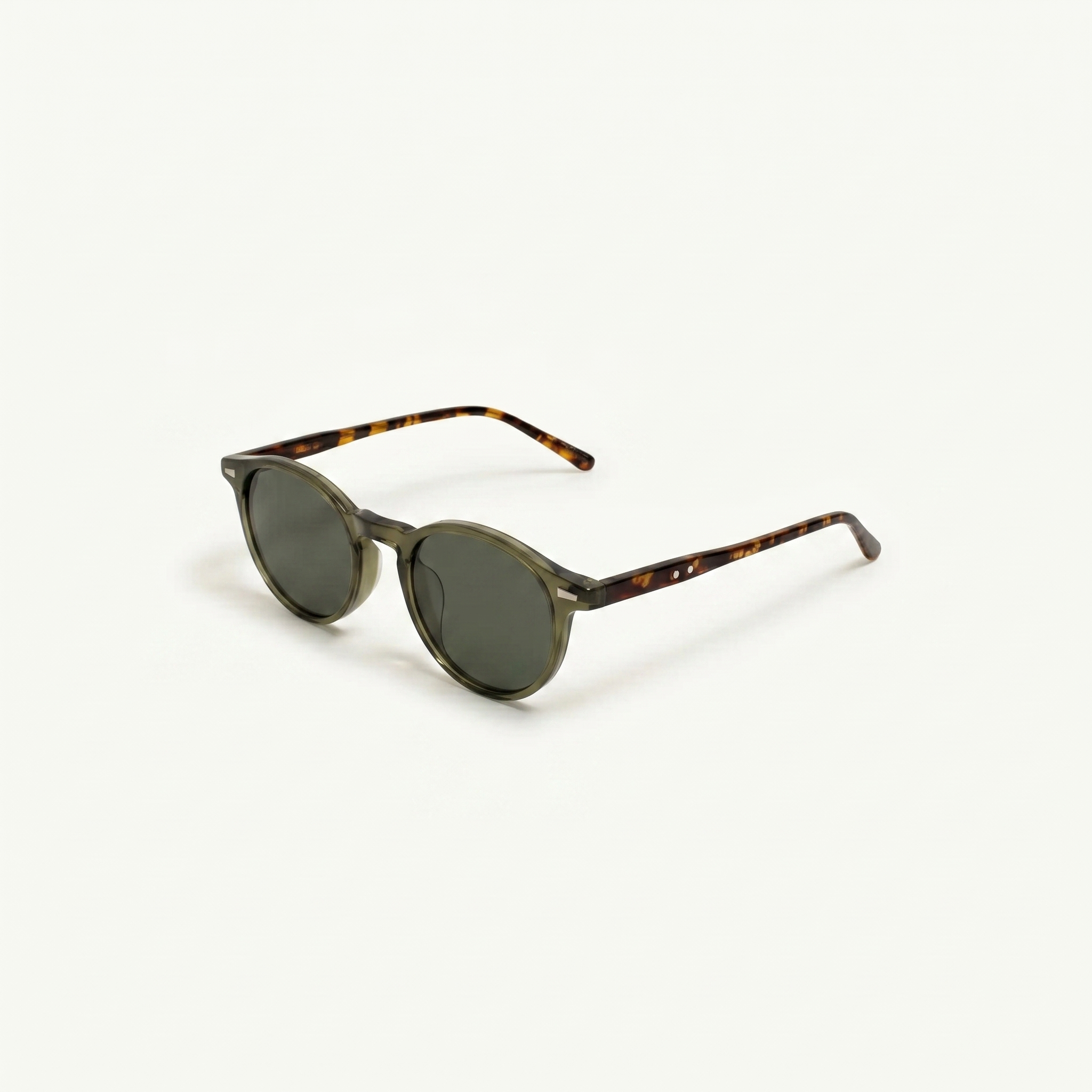 Unisex sunglasses with a wide flat frame and blue lenses