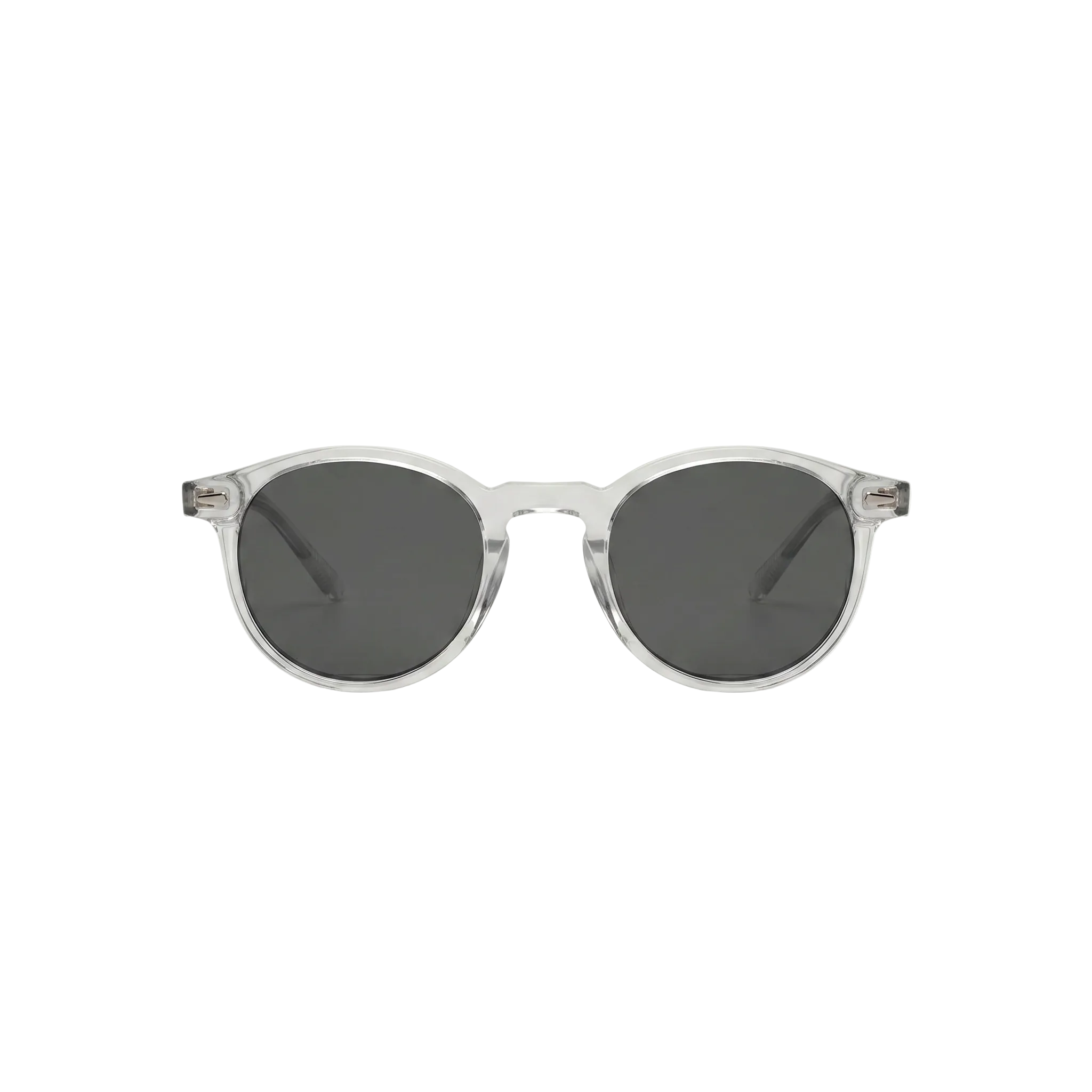 Unisex sunglasses with a wide flat frame and blue lenses