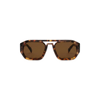 Unisex sunglasses with a wide flat frame and blue lenses