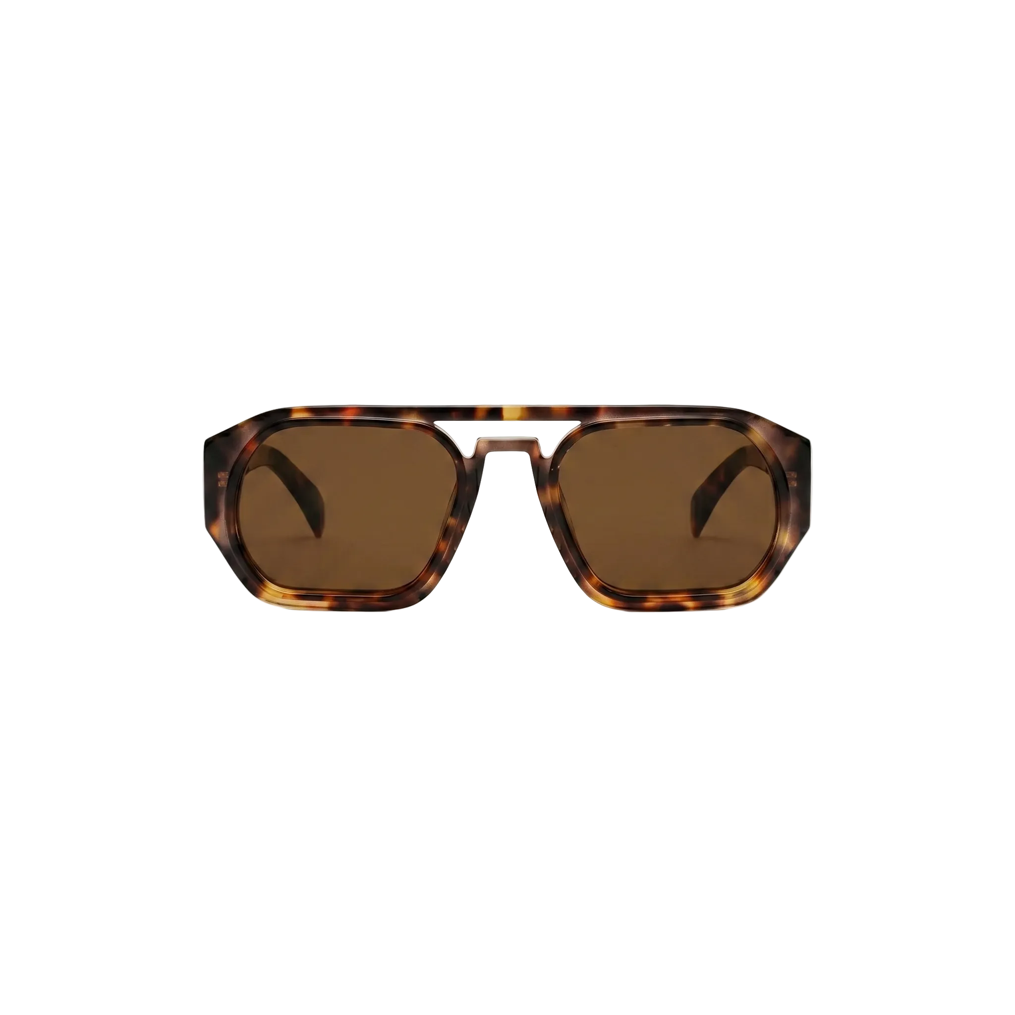 Unisex sunglasses with a wide flat frame and blue lenses