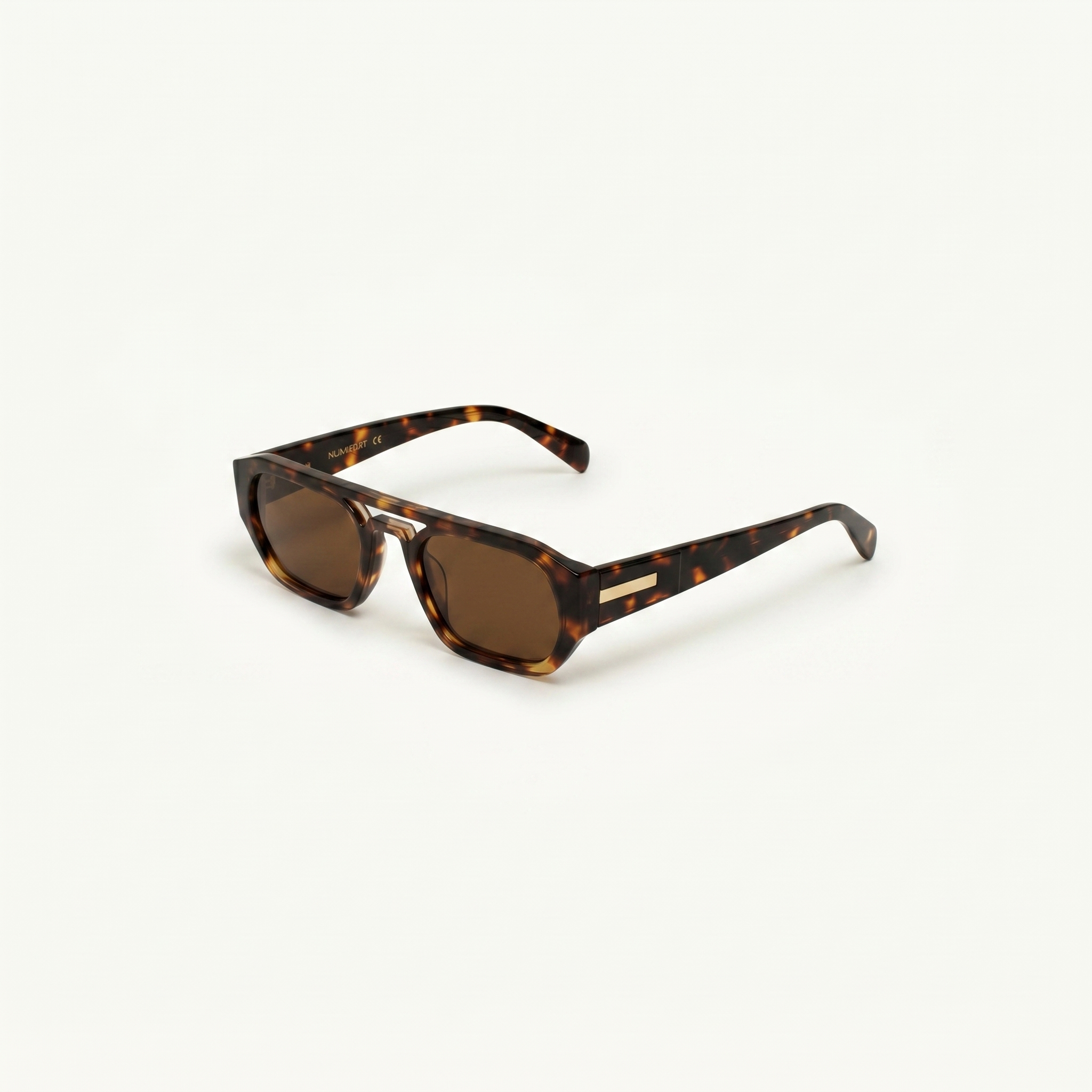 Unisex sunglasses with a wide flat frame and blue lenses