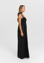 Damska Rozkloszowana Sukienka Maxi na Ramiączkach z Kokardkami 5