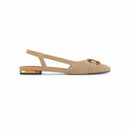 Damskie Czółenka Slingback z Zamszu na Niskim Obcasie z Ozdobą 1