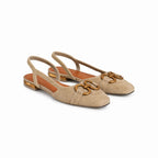 Damskie Czółenka Slingback z Zamszu na Niskim Obcasie z Ozdobą 2