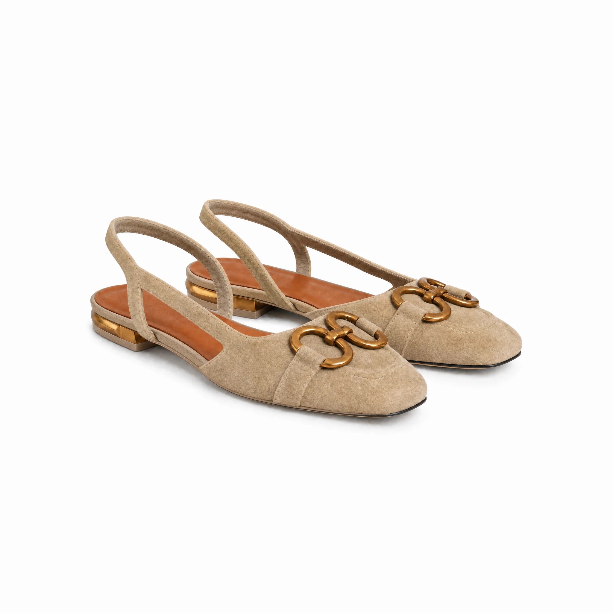 Damskie Czółenka Slingback z Zamszu na Niskim Obcasie z Ozdobą 2